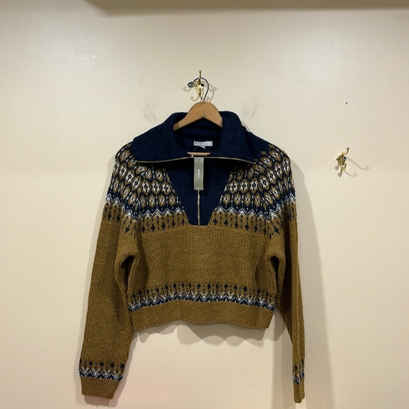 NWT J. Crew Fair Isle half-zip sweater in brushed yarn Size Medium - Picture 3 of 10